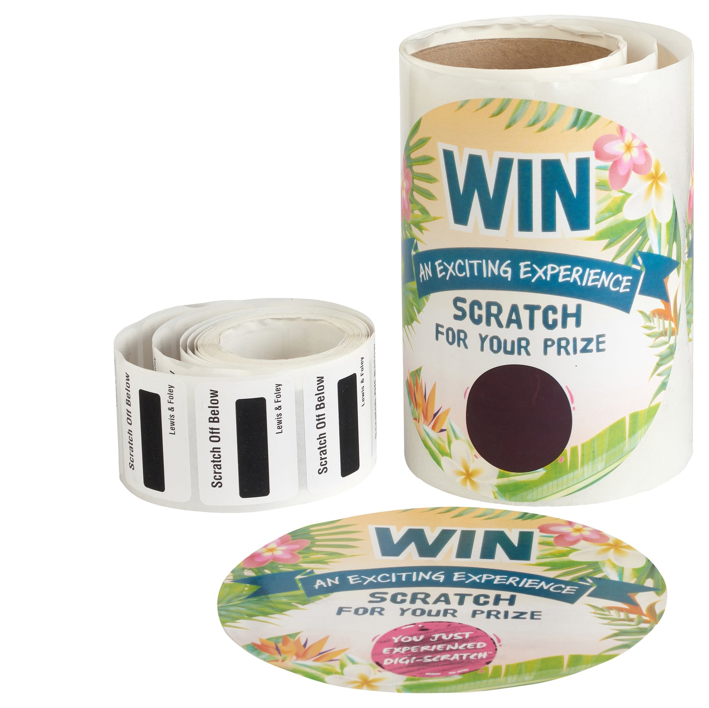 Foxcil Scratch and Remove labels can be used for promotions as well as providing single use codes etc for the workplace